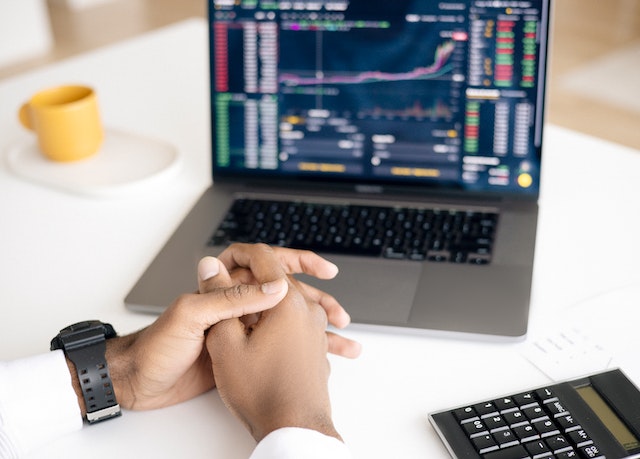 person looking at marketing trends on computer